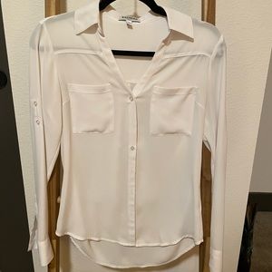 White translucent button down shirt